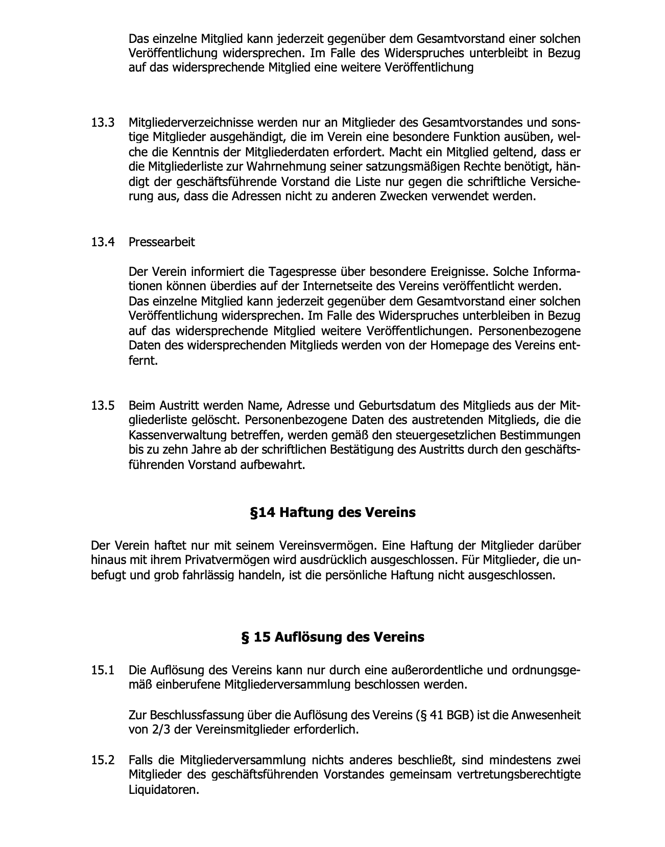 Vereinssatzung Bild 3