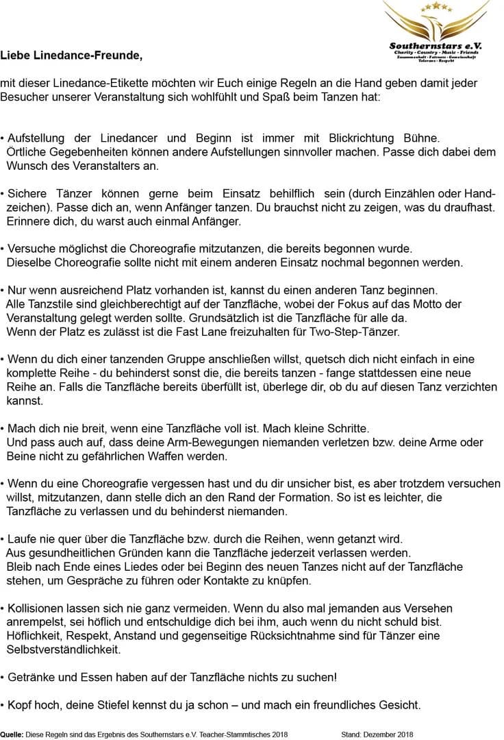Linedance-Etikette-Vereine